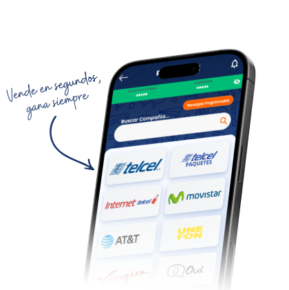 Mockup de app móvil para vender recargas